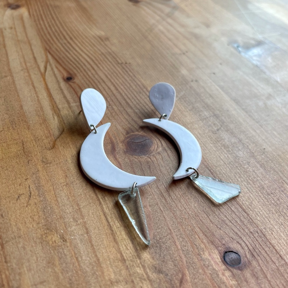 The Just Potter | Polymer Clay Earrings with soft edge glass